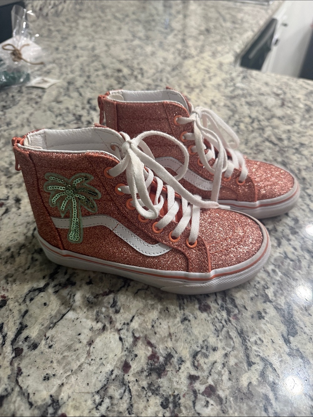Converse Kids Glitter High-Top Sneakers in Rose Pink with Palm Patch